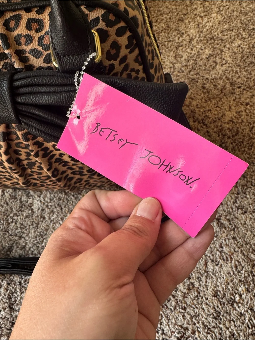 NWT Betsey Johnson Cheetah Leopard Bow Dome Satchel Crossbody Purse